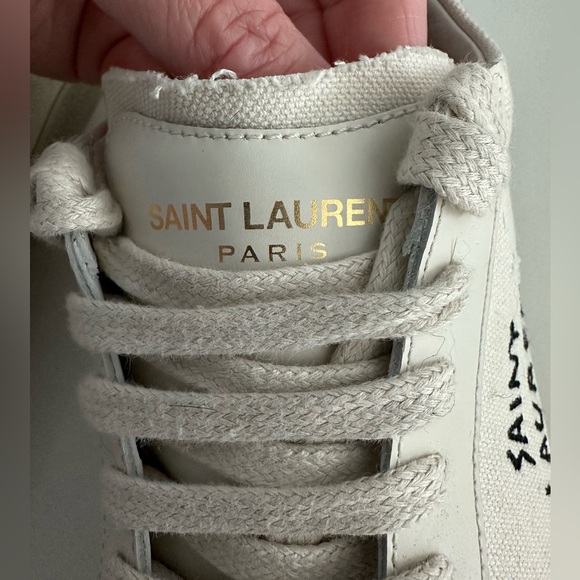 SAINT LAURENT COURT CLASSIC SL/06 EMBROIDERED SNEAKERS IN CANVAS AND LEATHER - Picture 6 of 11